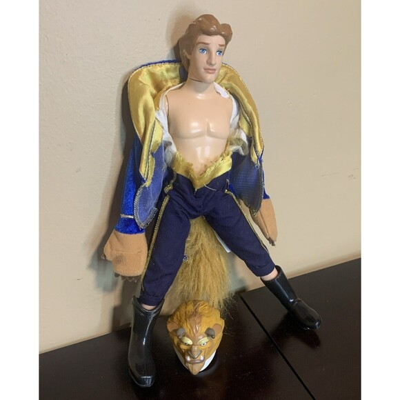 Disney Store Beauty And The Beast Adam 12 INCH Doll w plastic head mask coat - Picture 9 of 10
